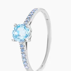 Online Histoire d'Or Bague Manon Or Blanc Topaze Et Oxyde De Zirconium or blanc topaze bleue