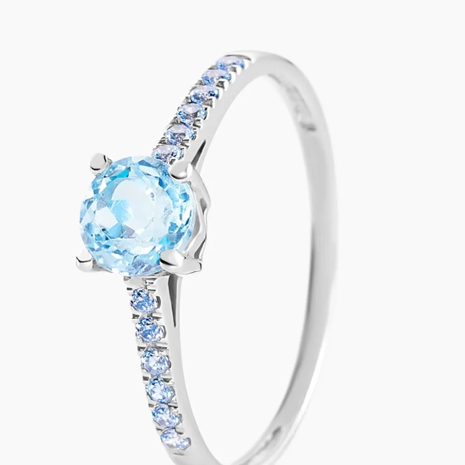 Online Histoire d'Or Bague Manon Or Blanc Topaze Et Oxyde De Zirconium or blanc topaze bleue