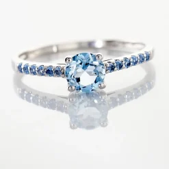 Online Histoire d'Or Bague Manon Or Blanc Topaze Et Oxyde De Zirconium or blanc topaze bleue
