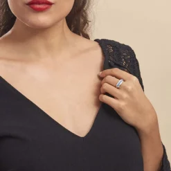 Clearance Histoire d'Or Bague Margaux Or Blanc Topaze Et Diamant