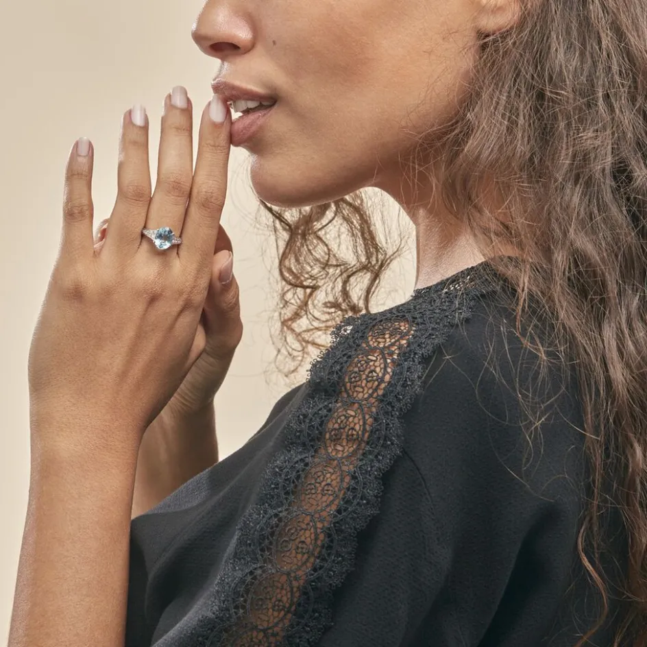 Histoire d'Or Bague Marie-camille Or Blanc Topaze Et Oxyde De Zirconium* Bagues|Bagues Avec Pierre