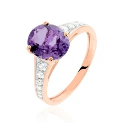 Outlet Histoire d'Or Bague Marie-camille Or Rose Amethyste Et Oxyde De Zirconium or rose amethyste violette
