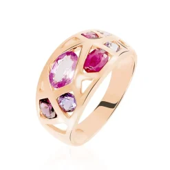 Best Histoire d'Or Bague Mosaique Or Rose Amethyste Et Rhodolite Et Saphir