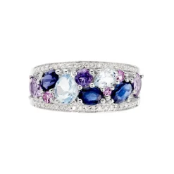 Discount Histoire d'Or Bague Multicolore Or Blanc Topaze Et Amethyste Et Saphir or blanc topaze bleue