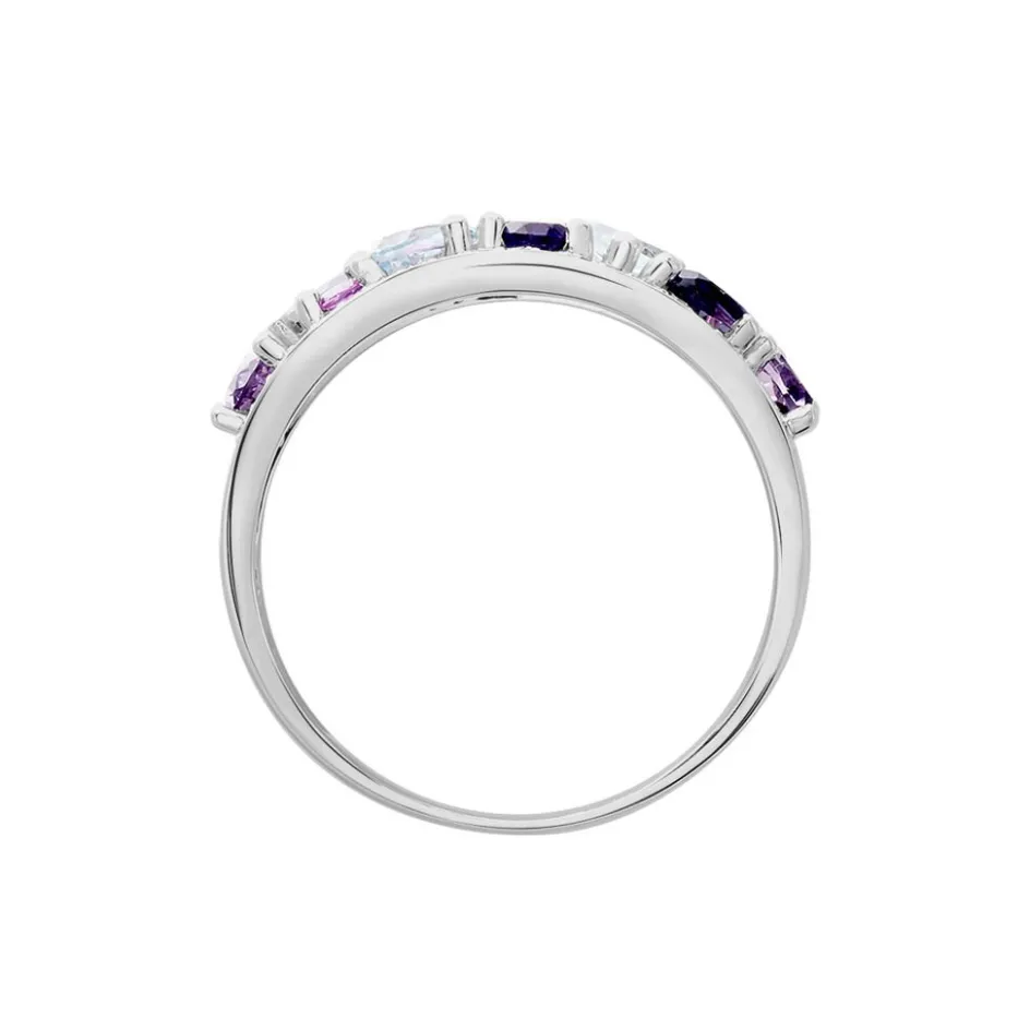 Discount Histoire d'Or Bague Multicolore Or Blanc Topaze Et Amethyste Et Saphir or blanc topaze bleue