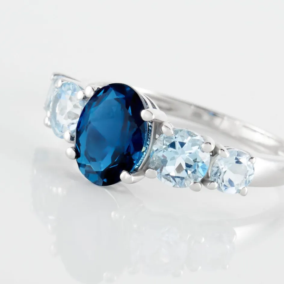 Discount Histoire d'Or Bague Muna Or Blanc Topaze Bleu London Topaze Topaze