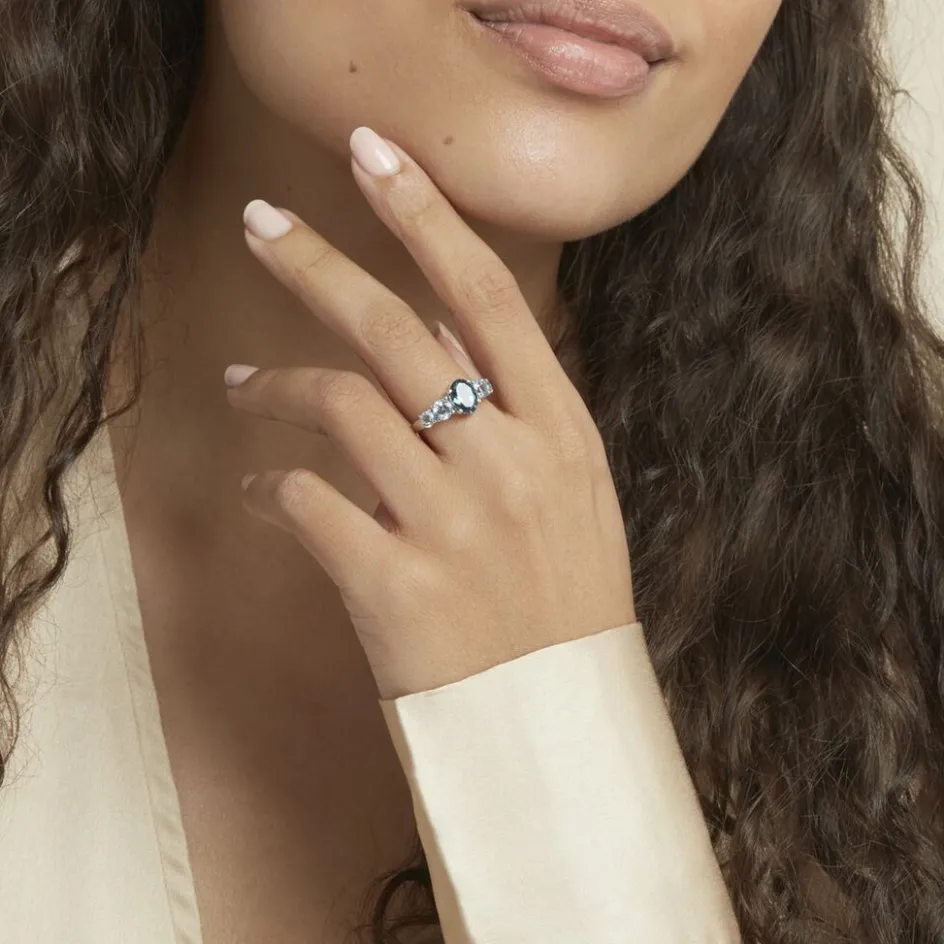 Discount Histoire d'Or Bague Muna Or Blanc Topaze Bleu London Topaze Topaze