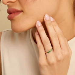Hot Histoire d'Or Bague Navette Or Jaune Emeraude Diamant or jaune émeraude