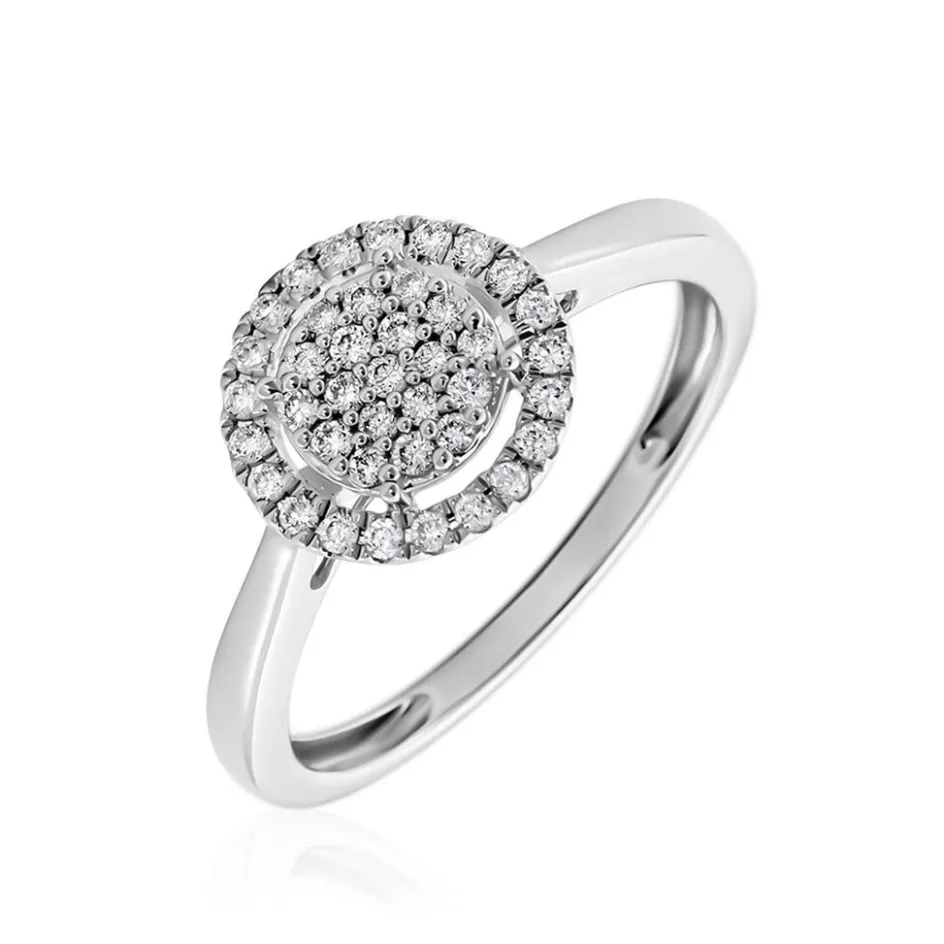 Clearance Histoire d'Or Bague Nawra Platine Blanc Diamant Synthétique