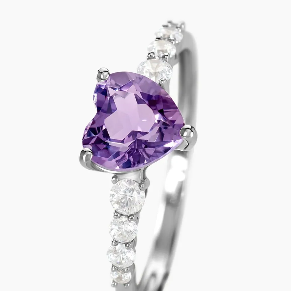 Discount Histoire d'Or Bague Or Blanc Fany Améthyste Oxydes De Zirconium or blanc amethyste violette