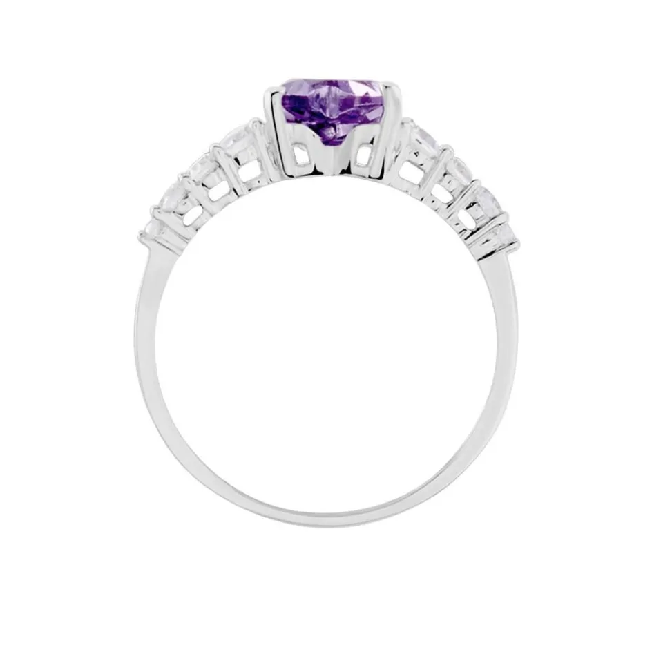 Discount Histoire d'Or Bague Or Blanc Fany Améthyste Oxydes De Zirconium or blanc amethyste violette