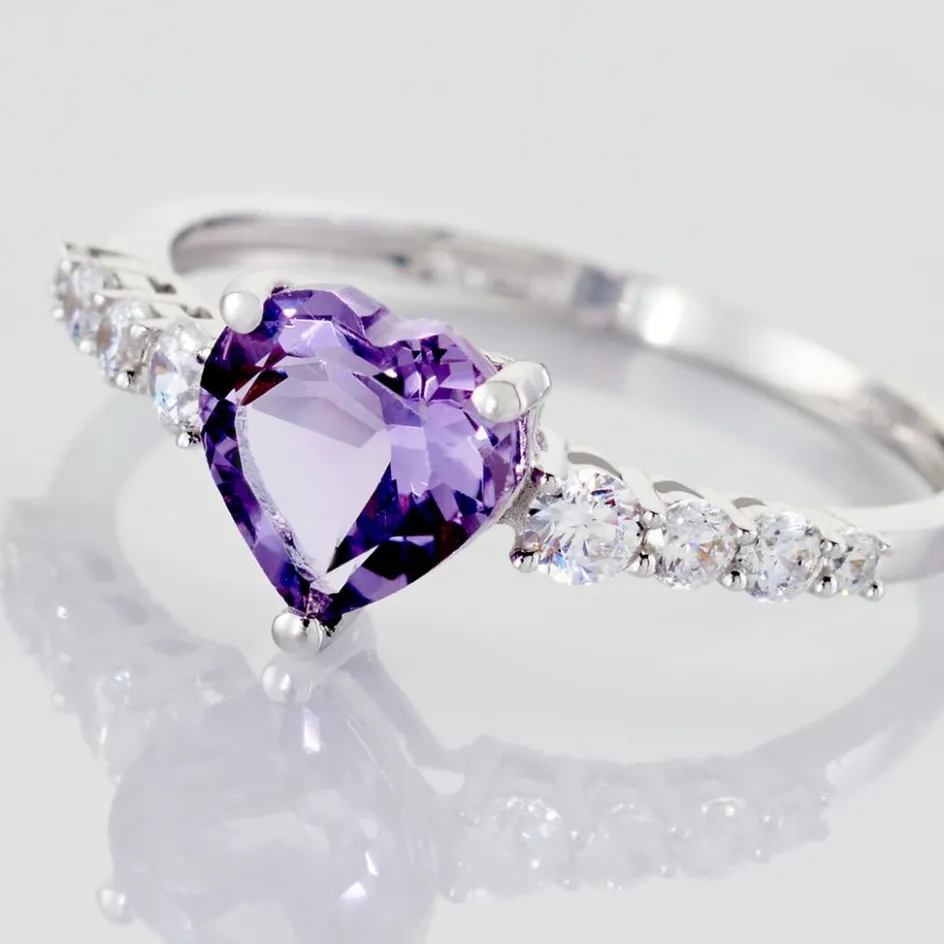 Discount Histoire d'Or Bague Or Blanc Fany Améthyste Oxydes De Zirconium or blanc amethyste violette