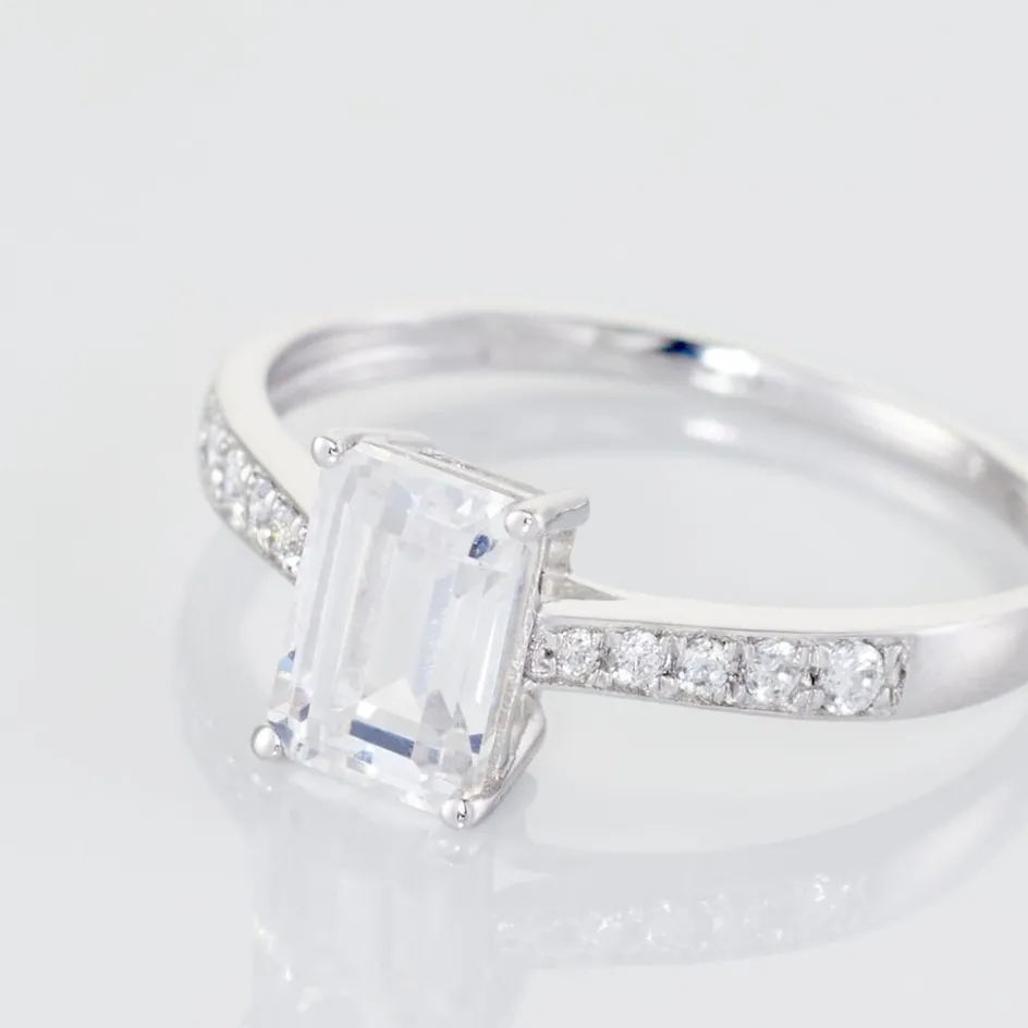 Sale Histoire d'Or Bague Or Blanc Gesacus Oxyde De Zirconium