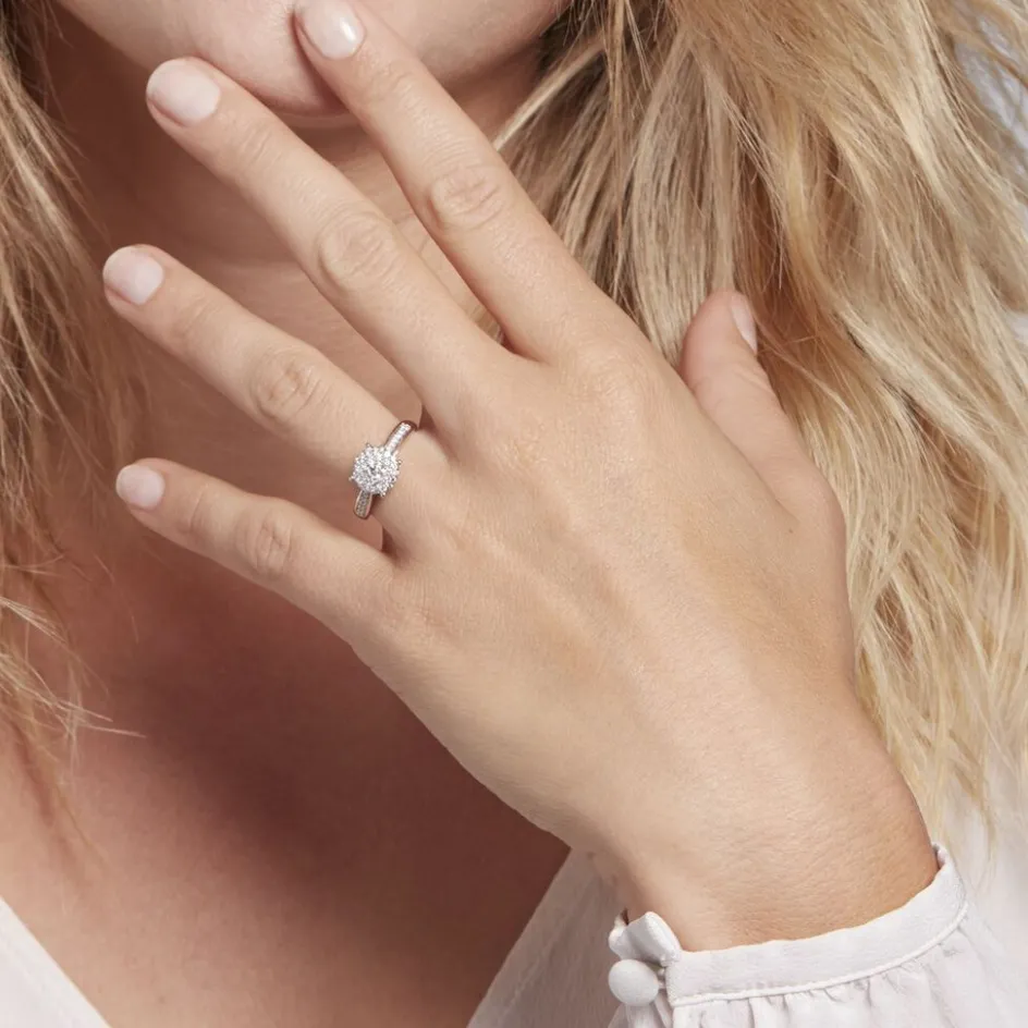Outlet Histoire d'Or Bague Or Blanc Shirlene Diamant Synthetique