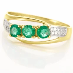 Discount Histoire d'Or Bague Or Jaune Abelard Emeraudes Diamants or jaune emeraude