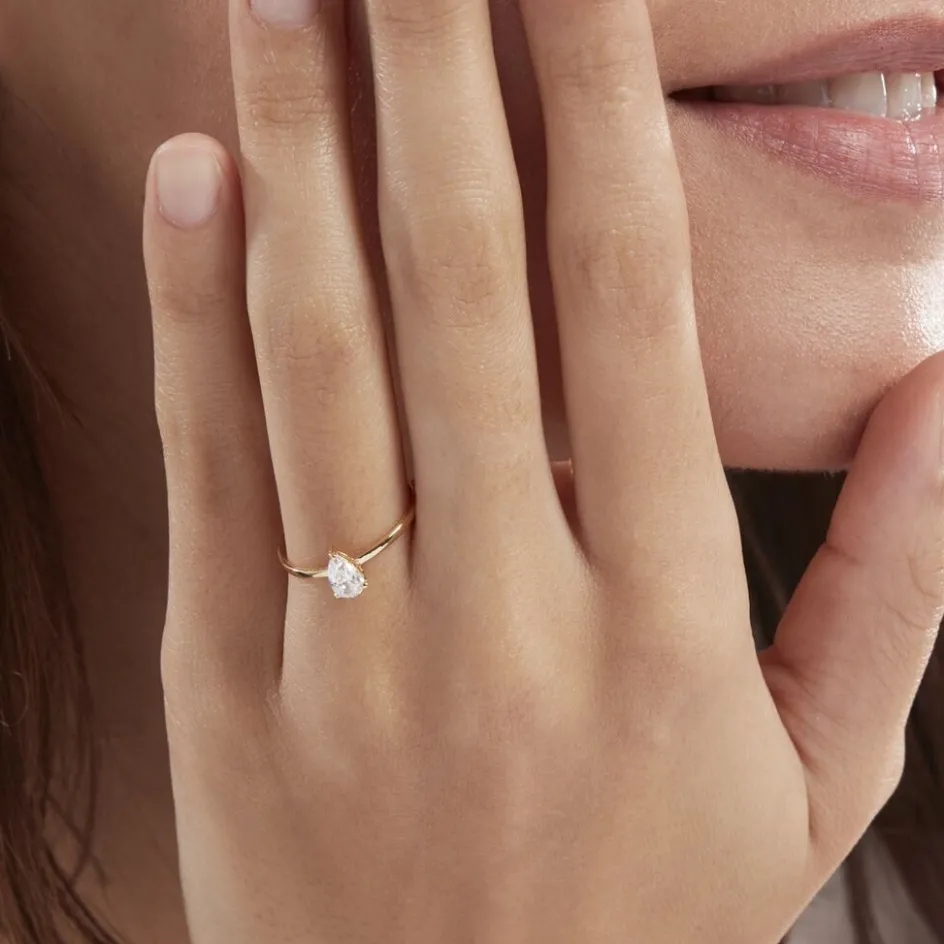 Discount Histoire d'Or Bague Or Jaune Solitaire Harrietta Oxyde De Zirconium