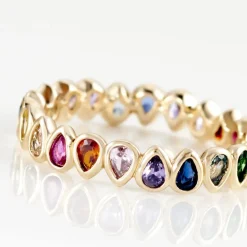 Best Histoire d'Or Bague Plaqué Or Jaune Ethem Anneau Pierres Multicolores