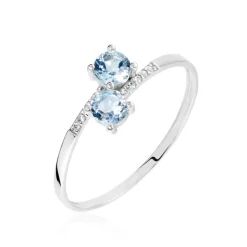 Online Histoire d'Or Bague Pollie Or Blanc Topaze Bleu Sky Oxyde De Zirconium