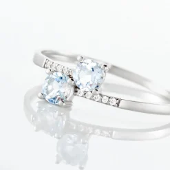 Online Histoire d'Or Bague Pollie Or Blanc Topaze Bleu Sky Oxyde De Zirconium