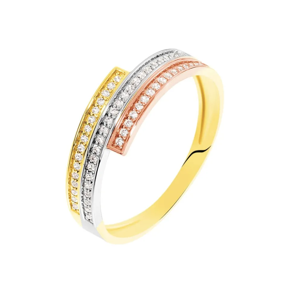 Discount Histoire d'Or Bague Rama Or Tricolore Oxyde De Zirconium