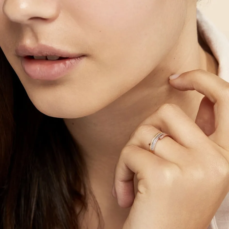 Discount Histoire d'Or Bague Rama Or Tricolore Oxyde De Zirconium