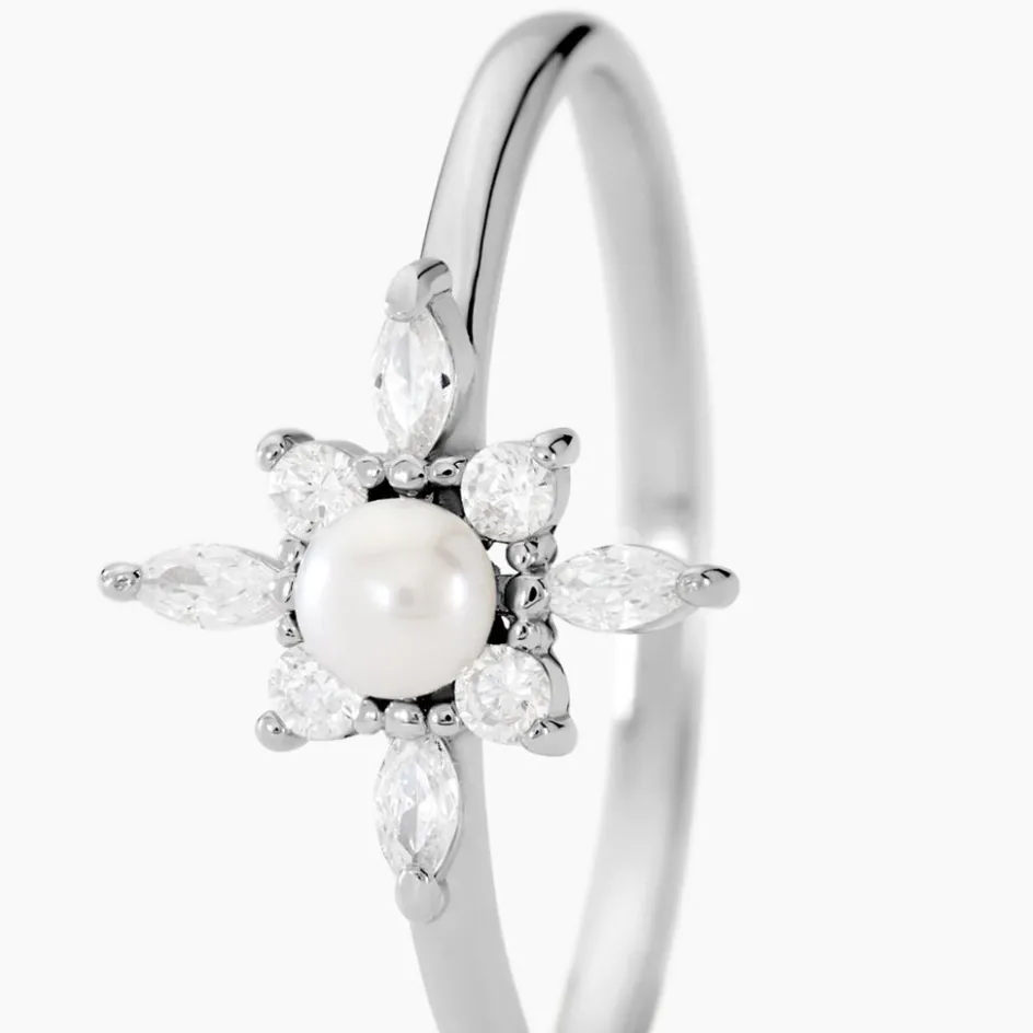Outlet Histoire d'Or Bague Rhoda Argent Blanc Perle De Culture Oxyde De Zirconium