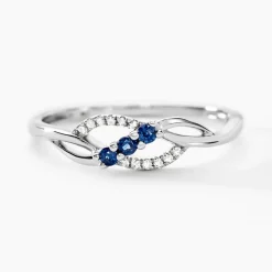 Online Histoire d'Or Bague Rosalyne Or Blanc Saphir Et Diamant