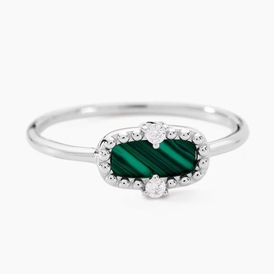 Sale Histoire d'Or Bague Serafine Argent Blanc Malachite Oxyde De Zirconium argent blanc malachite vert