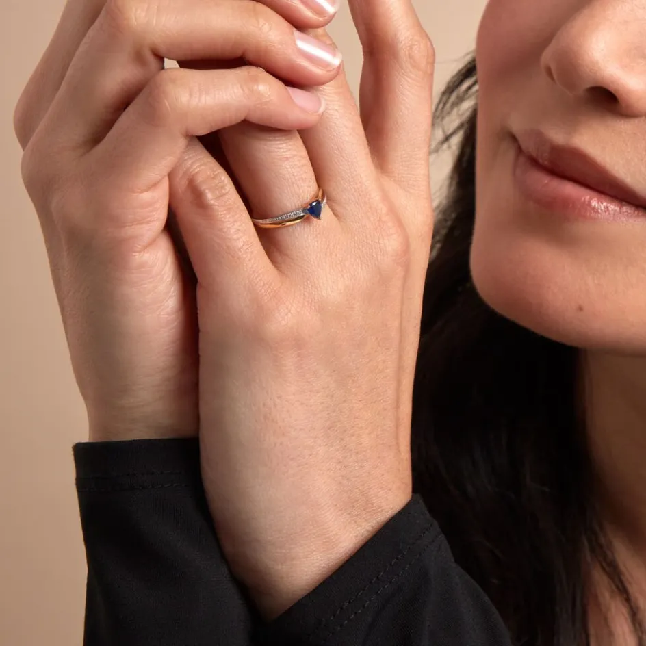 Best Histoire d'Or Bague Skylar Diamant or bicolore saphir