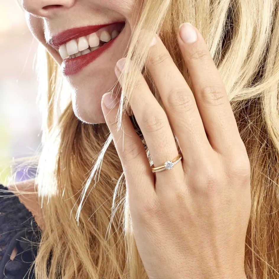 Outlet Histoire d'Or Bague Solitaire Anatoline De Zirconium or blanc oxyde