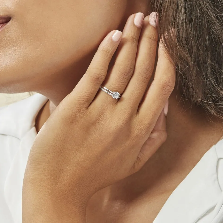 Outlet Histoire d'Or Bague Solitaire Anatoline De Zirconium or blanc oxyde