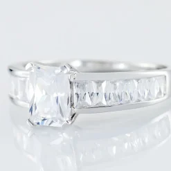 Discount Histoire d'Or Bague Solitaire Aronn Argent Blanc Oxyde De Zirconium