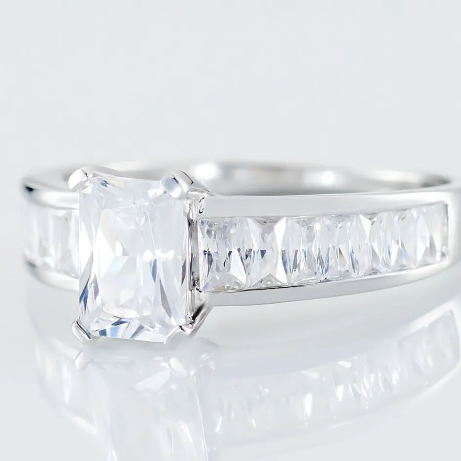 Discount Histoire d'Or Bague Solitaire Aronn Argent Blanc Oxyde De Zirconium