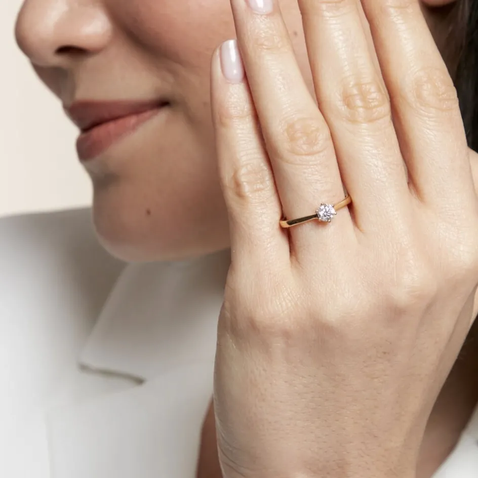 Histoire d'Or Bague Solitaire Athena or jaune diamant