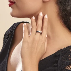 Clearance Histoire d'Or Bague Solitaire Ceramik Design Argent  Oxyde De Zirconium Et Céramique