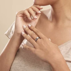 Discount Histoire d'Or Bague Solitaire Ceramik Design Argent Oxyde De Zirconium Et Céramique