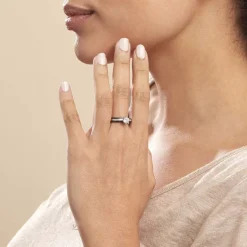 Discount Histoire d'Or Bague Solitaire Ceramik Design Argent Oxyde De Zirconium Et Céramique