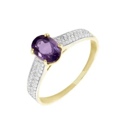 Histoire d'Or Bague Solitaire Crista Or Jauneamethyste Et Oxyde* Bagues|Bagues Avec Pierre