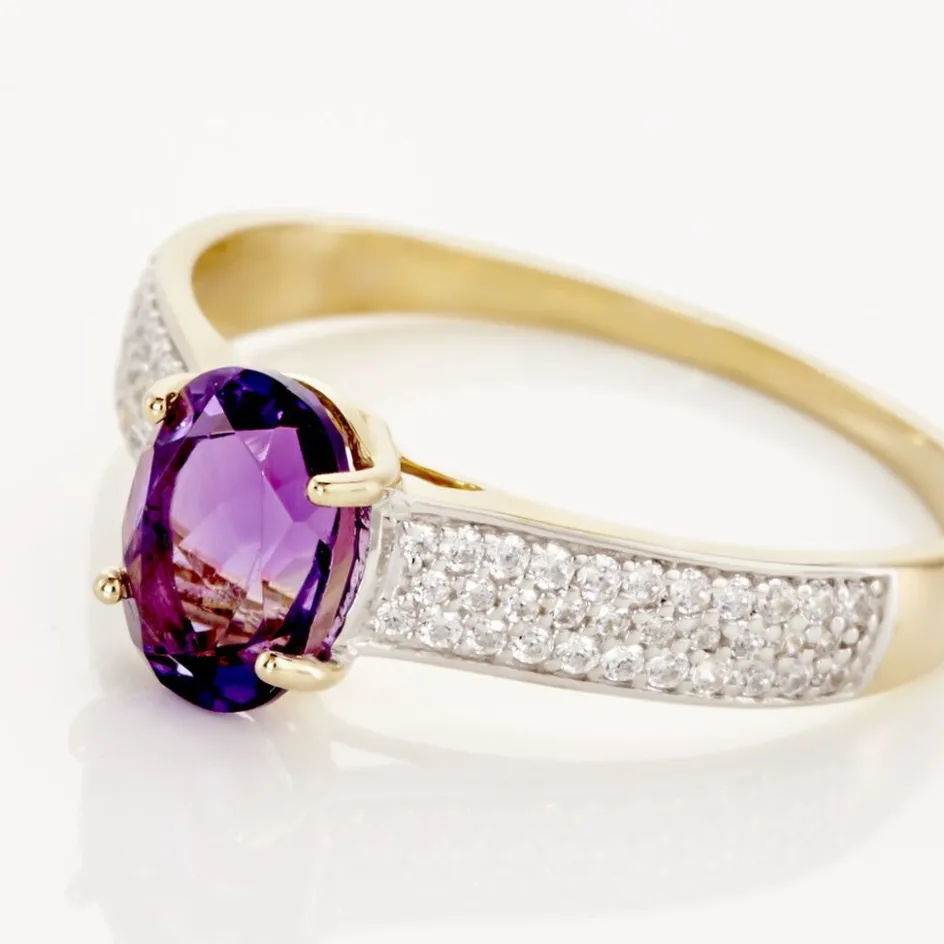Histoire d'Or Bague Solitaire Crista Or Jauneamethyste Et Oxyde* Bagues|Bagues Avec Pierre