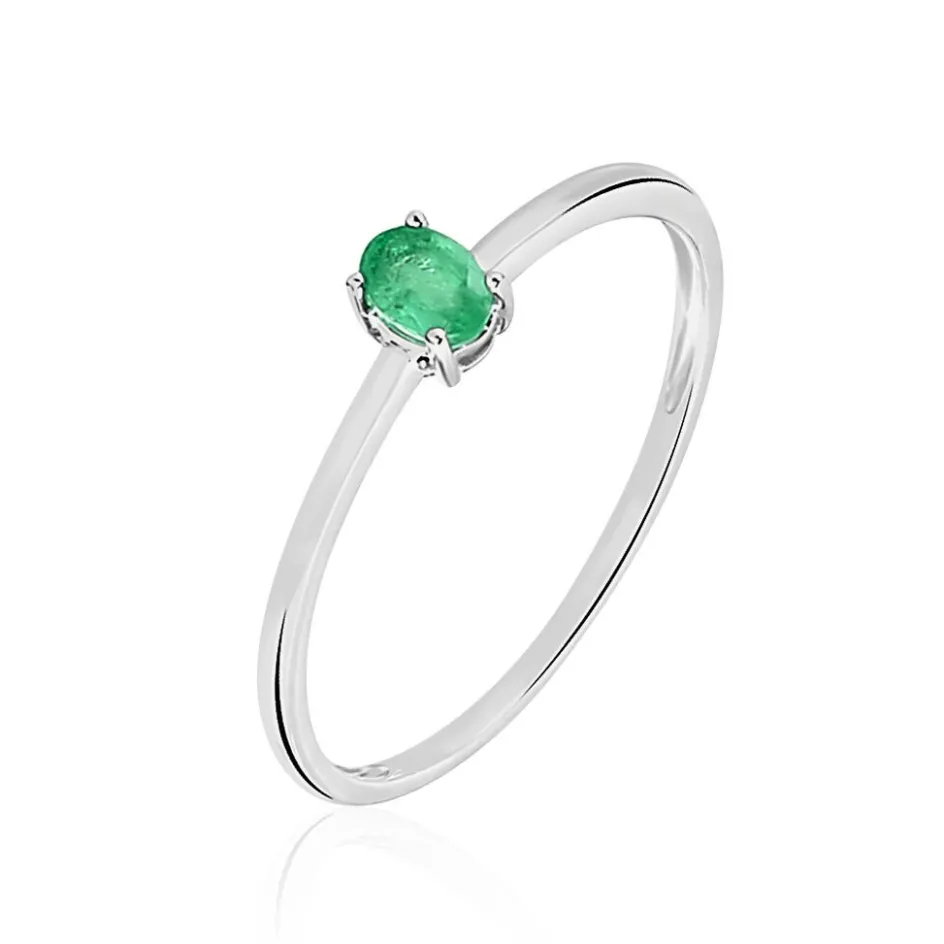 Outlet Histoire d'Or Bague Solitaire Dota Or Blanc Emeraude