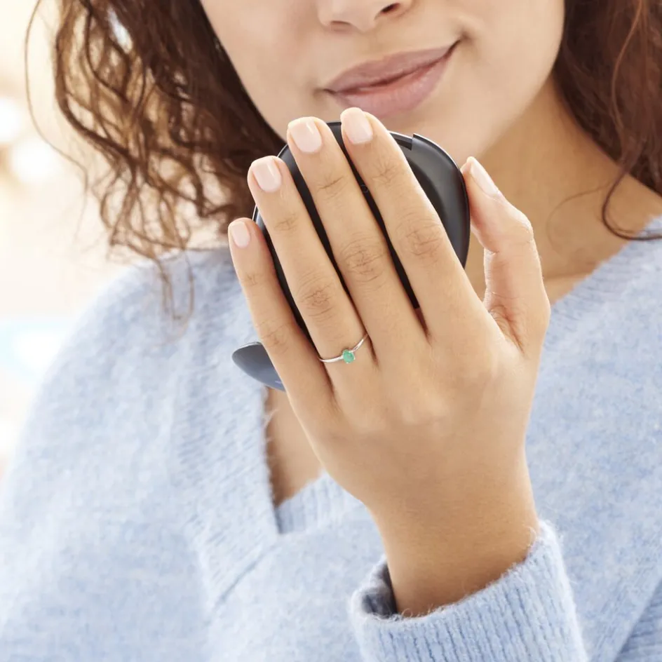 Outlet Histoire d'Or Bague Solitaire Dota Or Blanc Emeraude