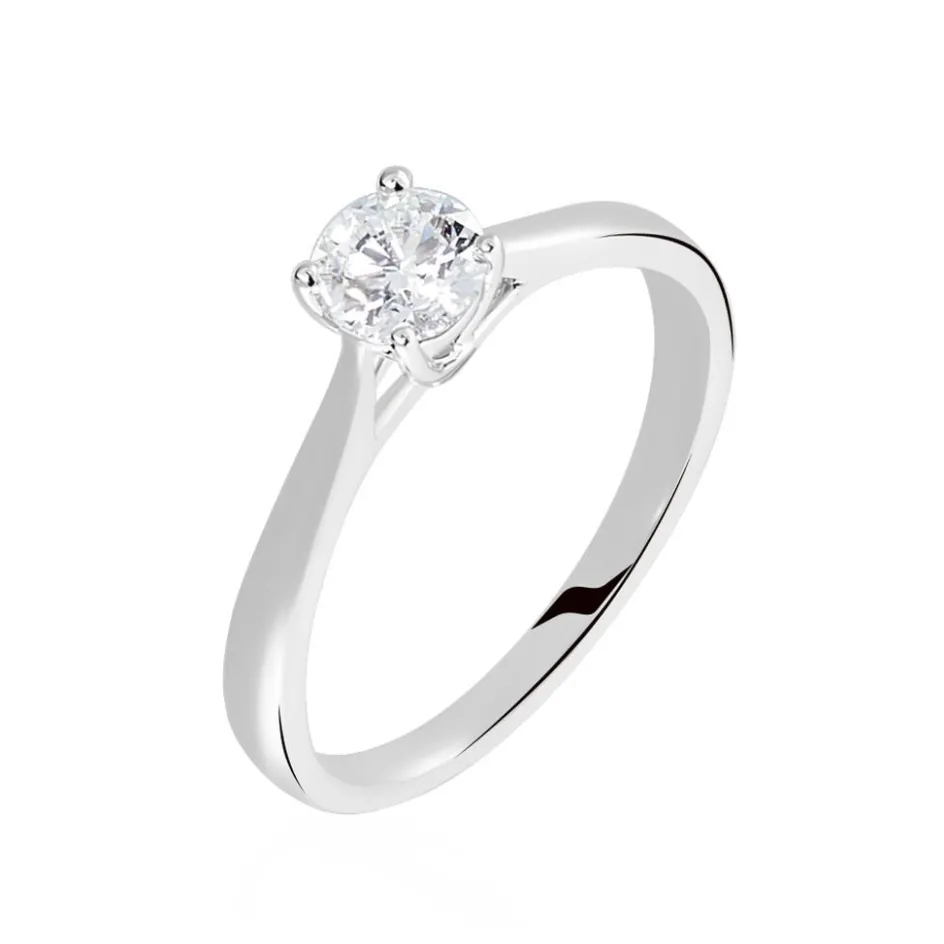 Outlet Histoire d'Or Bague Solitaire Fiona Or Blanc Diamant Synthetique or blanc diamant synthétique