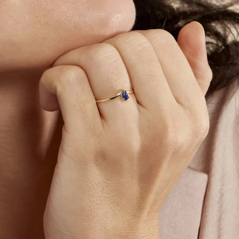 Hot Histoire d'Or Bague Solitaire Goutte or jaune saphir