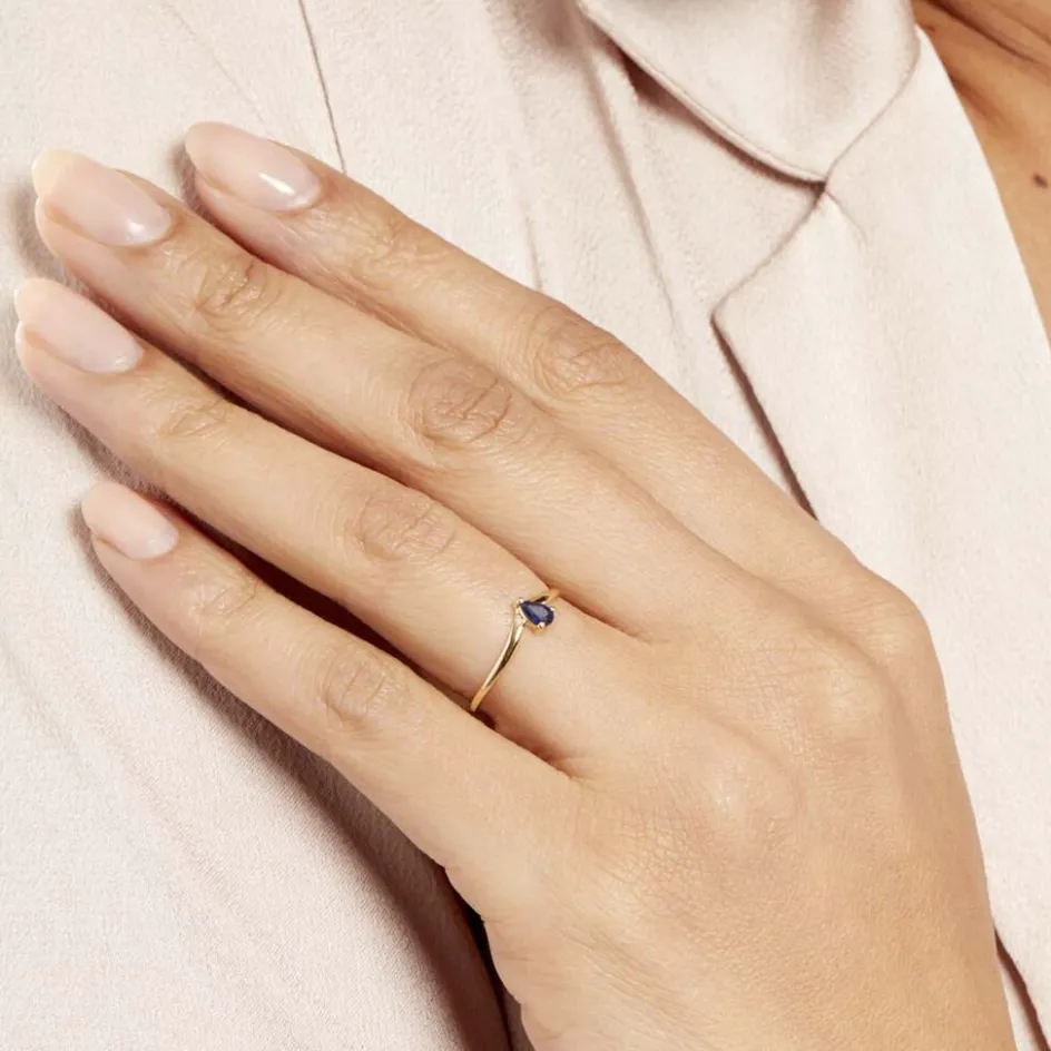 Hot Histoire d'Or Bague Solitaire Goutte or jaune saphir