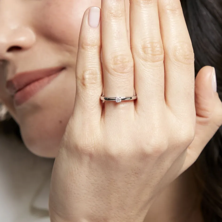 Clearance Histoire d'Or Bague Solitaire Iris or blanc diamant