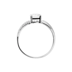 Discount Histoire d'Or Bague Solitaire Messine Or Blanc Oxyde De Zirconium