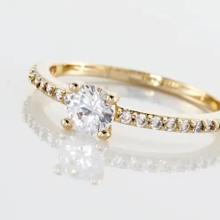 Outlet Histoire d'Or Bague Solitaire Mireilla De Zirconium plaqué or jaune oxyde