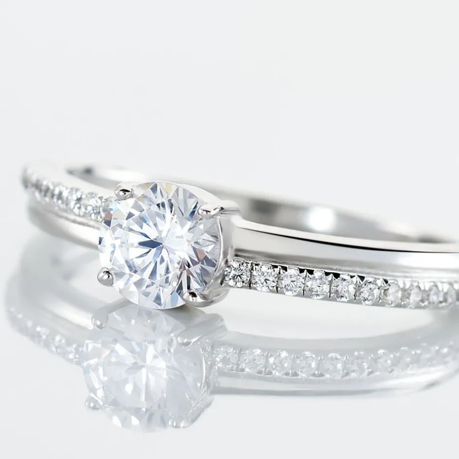 Discount Histoire d'Or Bague Solitaire Sade Argent Blanc Oxyde De Zirconium