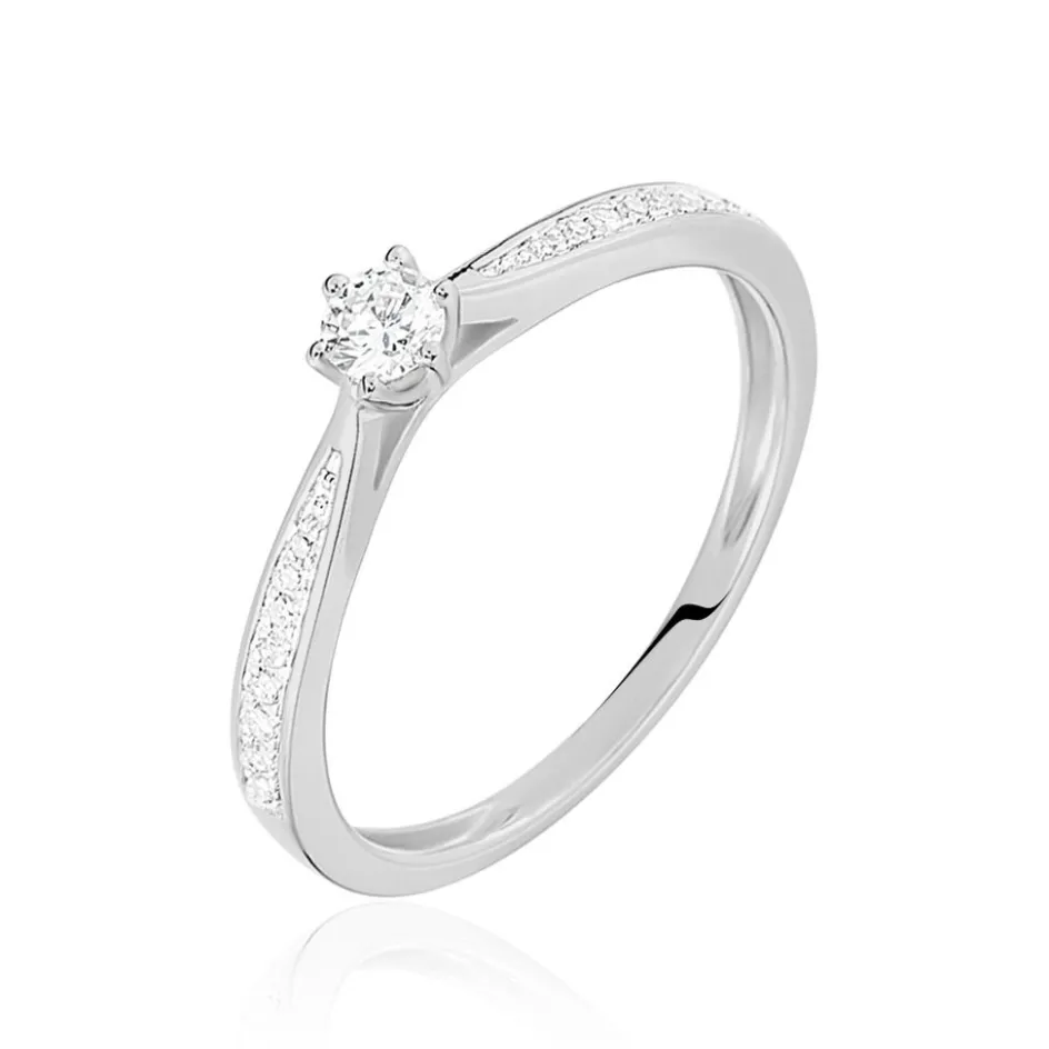 Discount Histoire d'Or Bague Solitaire Symphonie Or Blanc Diamant