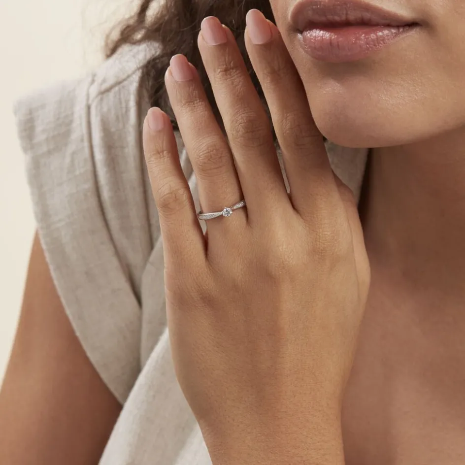 Discount Histoire d'Or Bague Solitaire Symphonie Or Blanc Diamant
